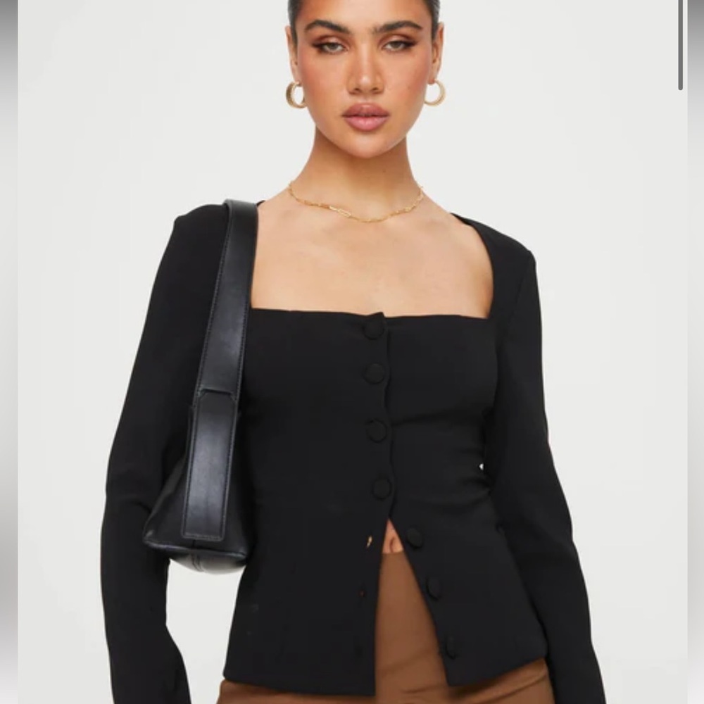 Princess Polly Gaskin Long Sleeve Top Black size 4